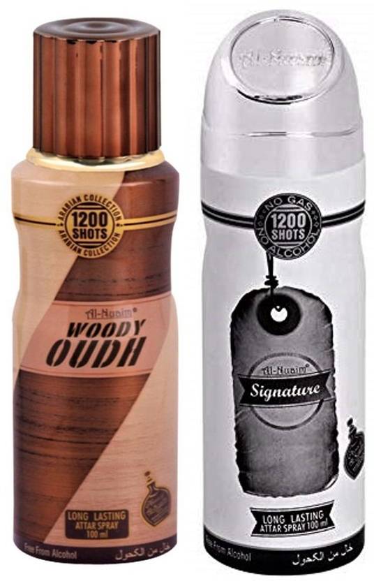 Al Nuaim Woody Oudh & Signature Perfume Spray 1200 Shots Deodorant