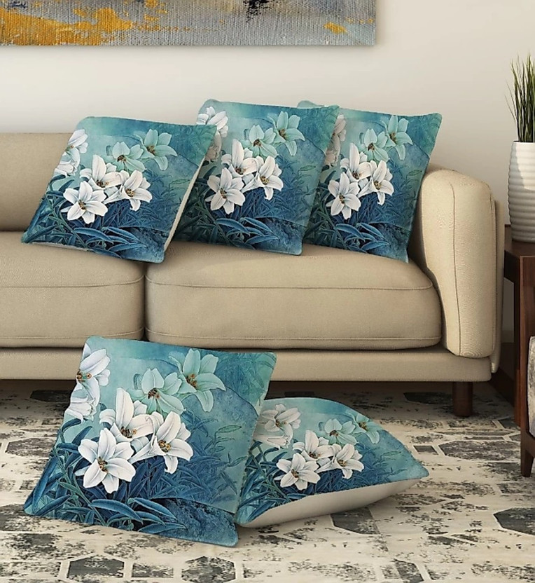 igi Jute Cushions Cover(40 cm*40 cm, Pack of 5, Blue)