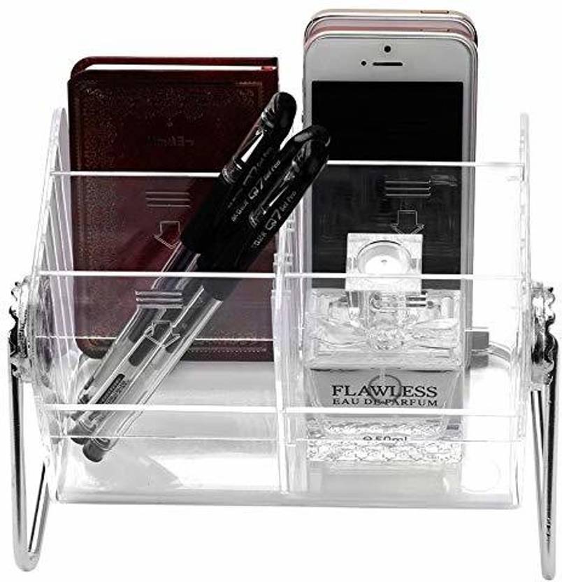 Bhajan 6 Compartments Acrylic pen stand,mobile stand