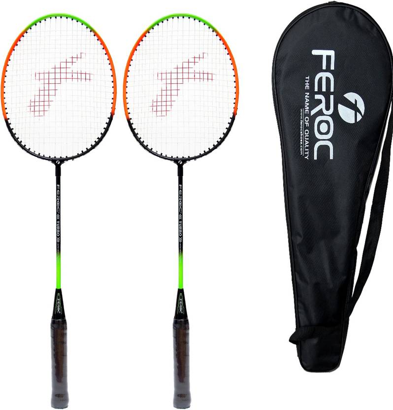 FEROC Badminton Aluminum Racket Set of 2 Green Strung Badminton Racquet