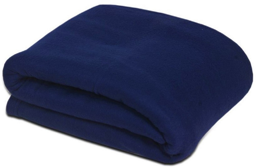 Avnoor Solid Double Fleece Blanket for  AC Room(100% Wool, Navy Blue)