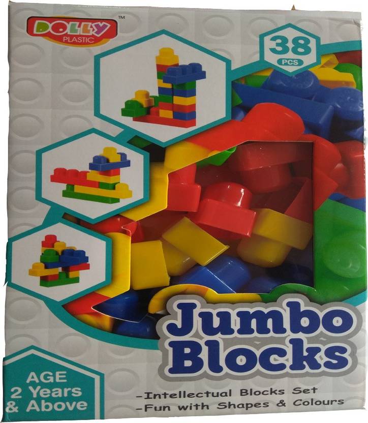 DOLLY PLASTIC Classic Colorful Jumbo Blocks Build and Play Educational