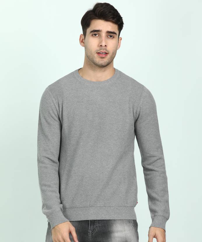 LEVI'S Woven Round Neck Casual Men Reversible Grey Sweater - Buy LEVI'S  Woven Round Neck Casual Men Reversible Grey Sweater Online at Best Prices  in India 
