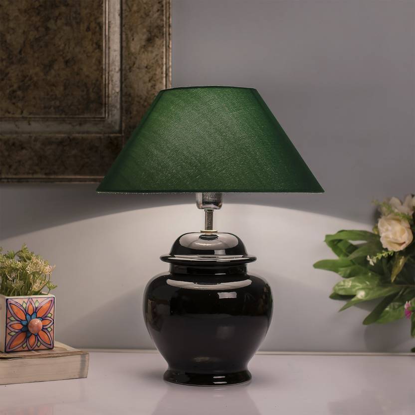 Flipkart Perfect Homes "Ceramic Gurad Pot Shaped Base Black Table Lamp