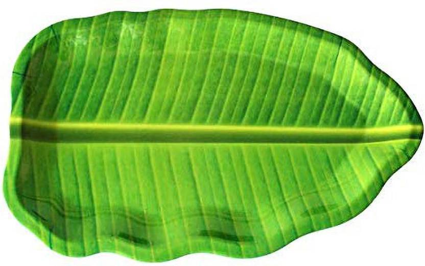 dishware Melamine Banana Leaf Shape Plate 14 Inch (Pack of 1, Green) Tray Price in India Buy