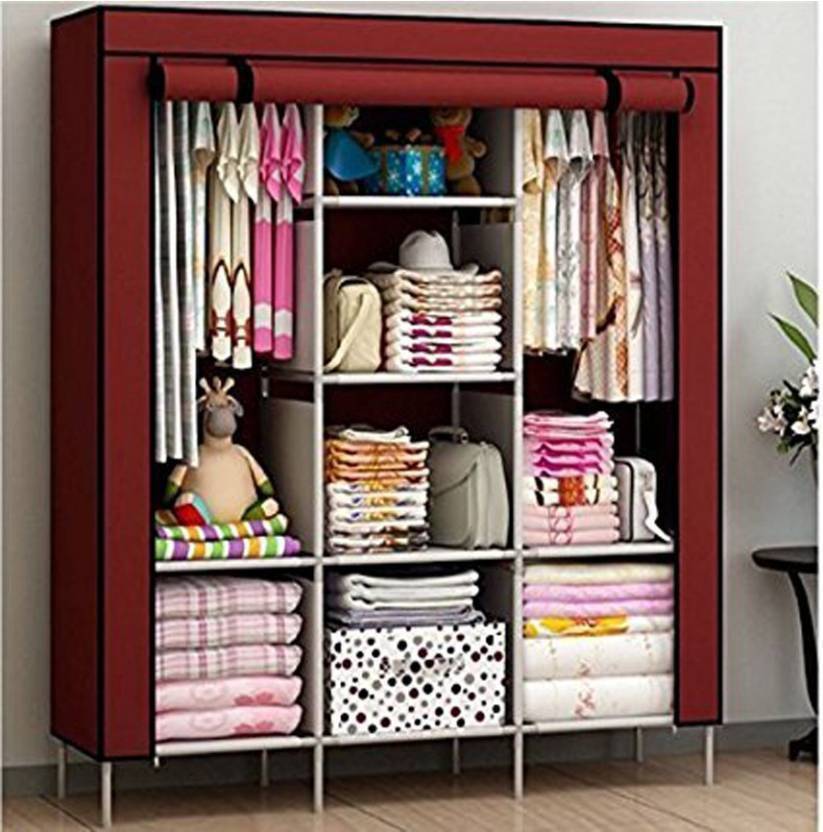 MEZIRE 6 + 2 Shelves 3 Door 88130 PP Collapsible Wardrobe Price in