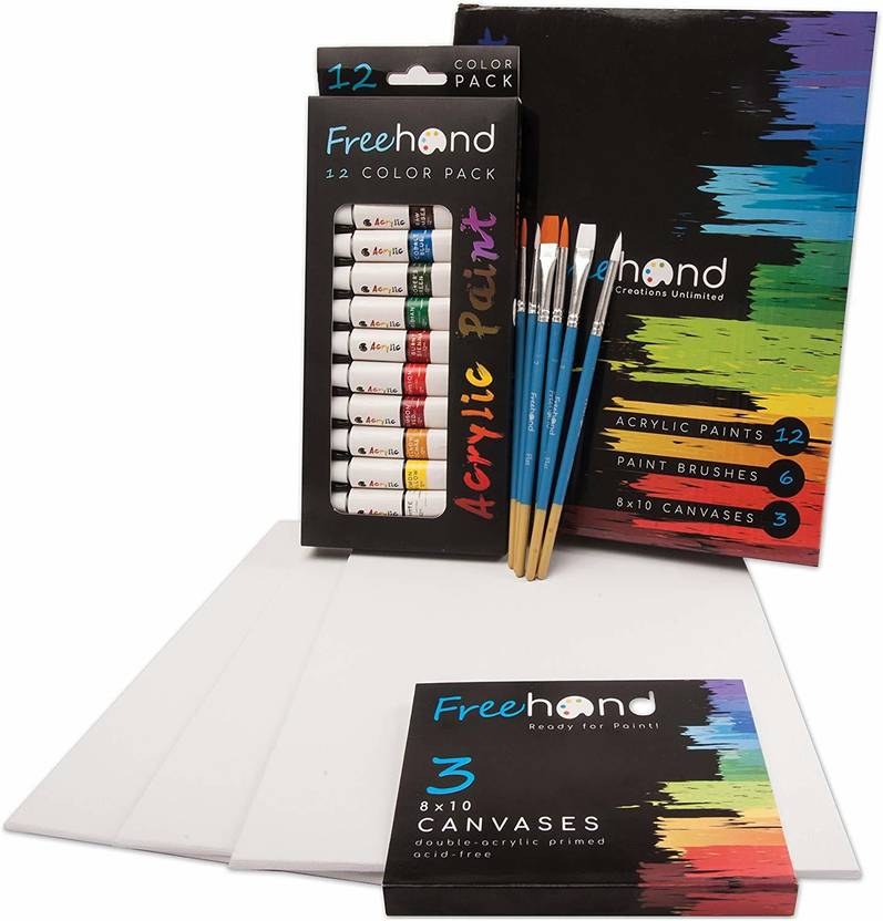 Free Hand Acrylic Paints 12 Paint Tubes