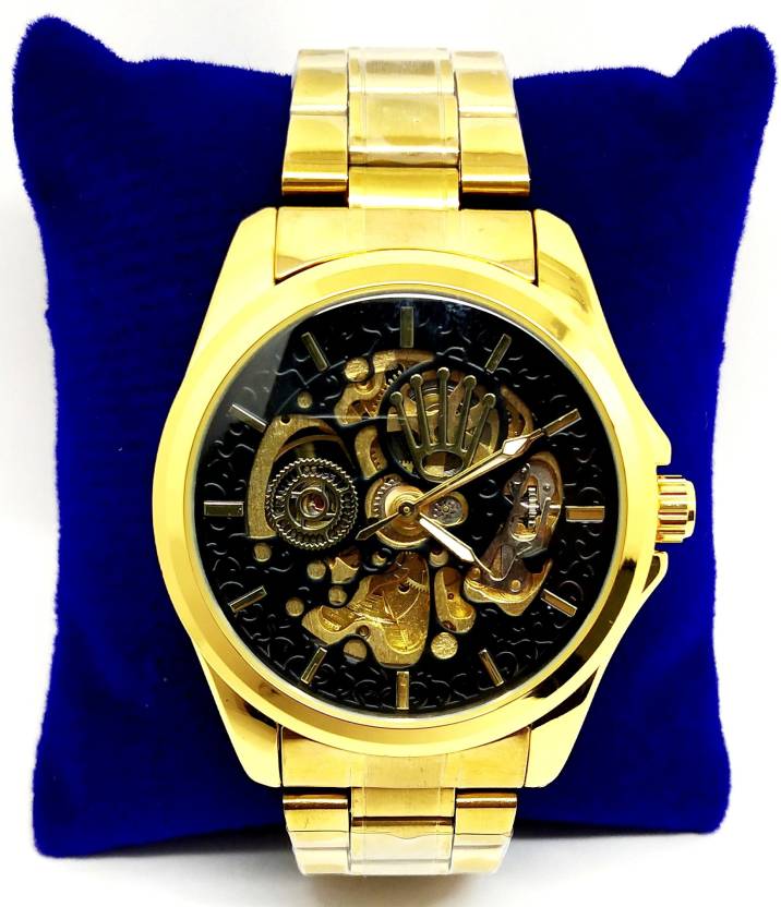 Rajvi Sales Automatic Rolex & Black Dial & Gold Straps Watch Automatic Rolex Gold & Black Dial & Gold Straps Watch Analog Watch - For Men - Buy Rajvi Sales Automatic