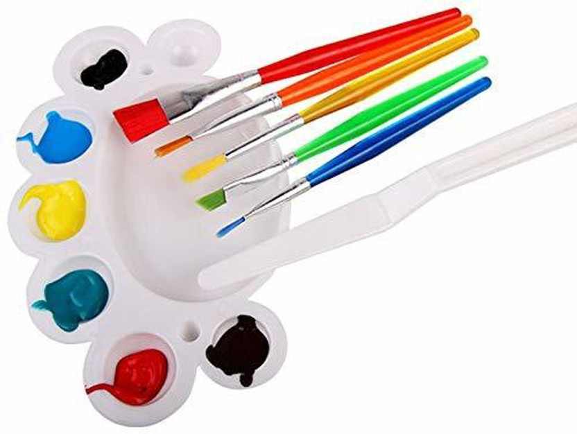 IKIS IKIS 7 Pcs Painting Brush with 5 Pcs Nylon Bristles Brush 1 Pc Palette Knife & 1 Palette, White - Flipkart Deal