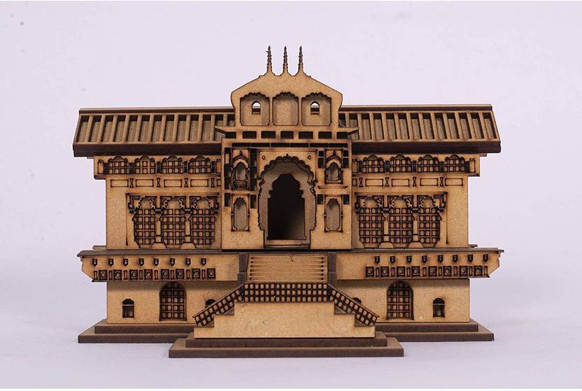 UTTARAKHAND BOX Wood Carving 3D Badrinath Temple, Brown… Solid Wood Home Temple Price in India