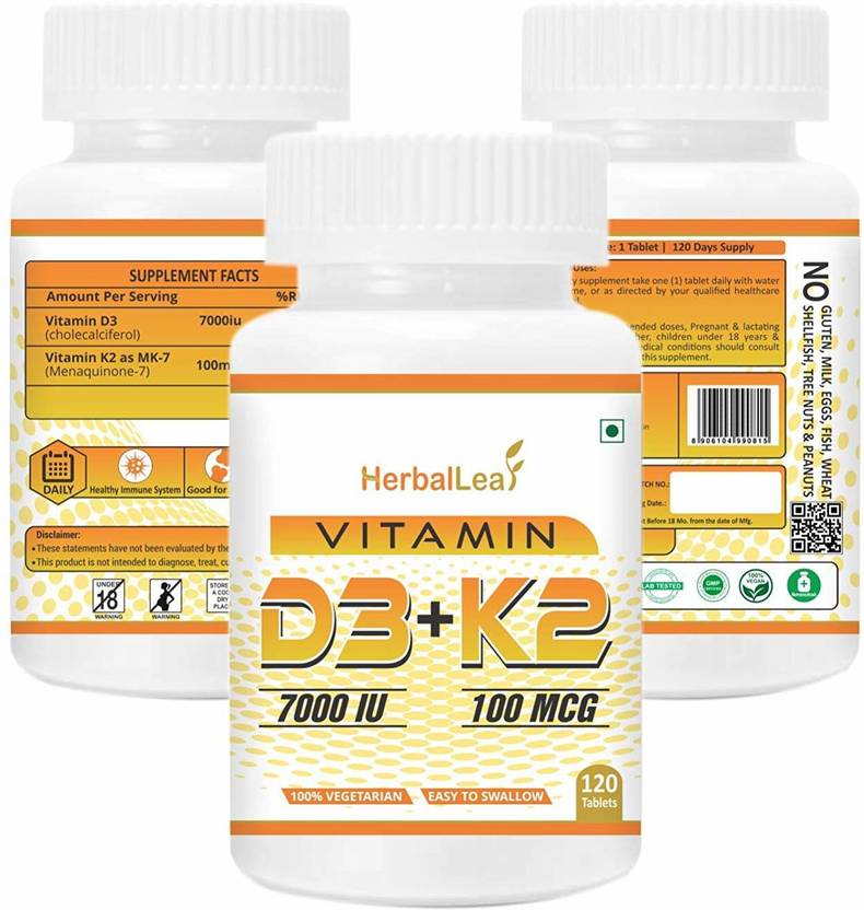 HerbalLeaf Vitamin d3 7000iu with Vitamin K2 MK7 100mcg ...