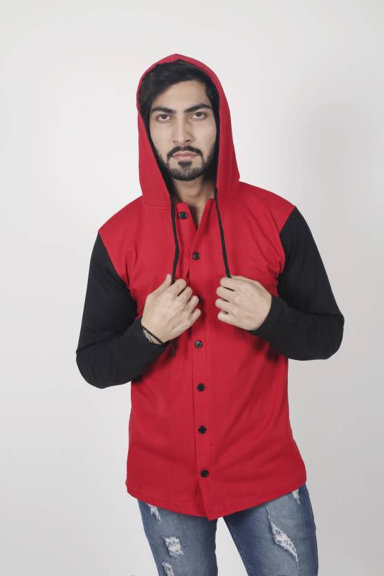Amore la ropa Color Block Men Hooded Neck Red, Black T-Shirt - Buy Amore la ropa  Color Block Men Hooded Neck Red, Black T-Shirt Online at Best Prices in  India 