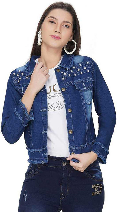 Full Sleeve Solid Women Denim Jacket 