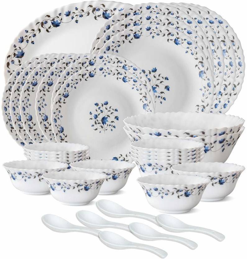 larah Pack of 33 Opalware, Glass Dinner Set Price in India - Buy larah