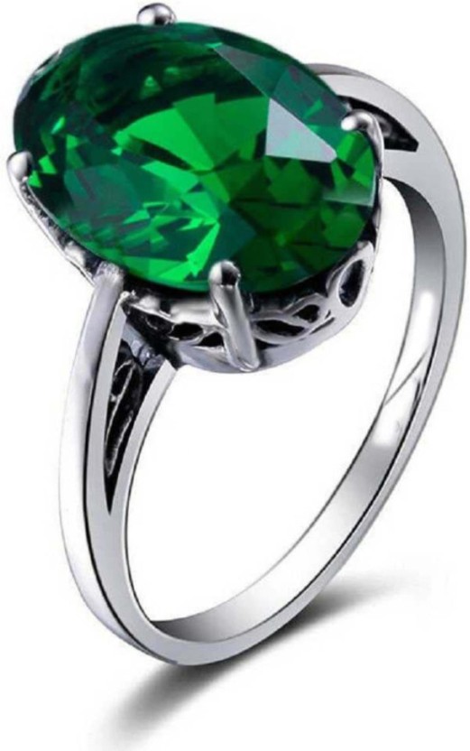 55Carat Genuine Emerald Silver Ring for Men 7 Carat Oval Shape Birthstone Size 5,6,7,8,9,10,11,12,13 