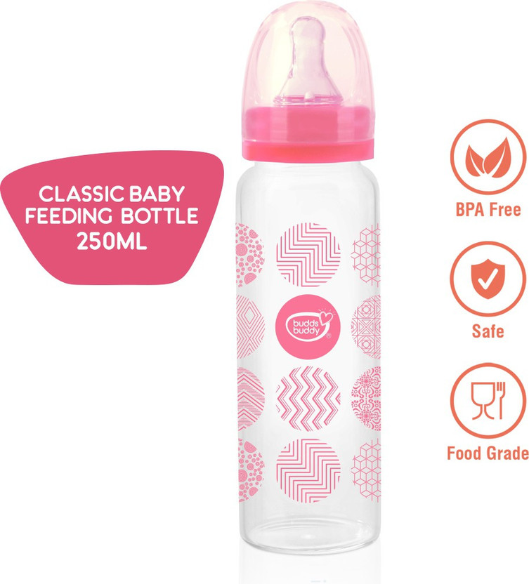 Buddsbuddy Classic BPA Free Regular Neck Baby Feeding Bottle, - 250 ml(Pink)