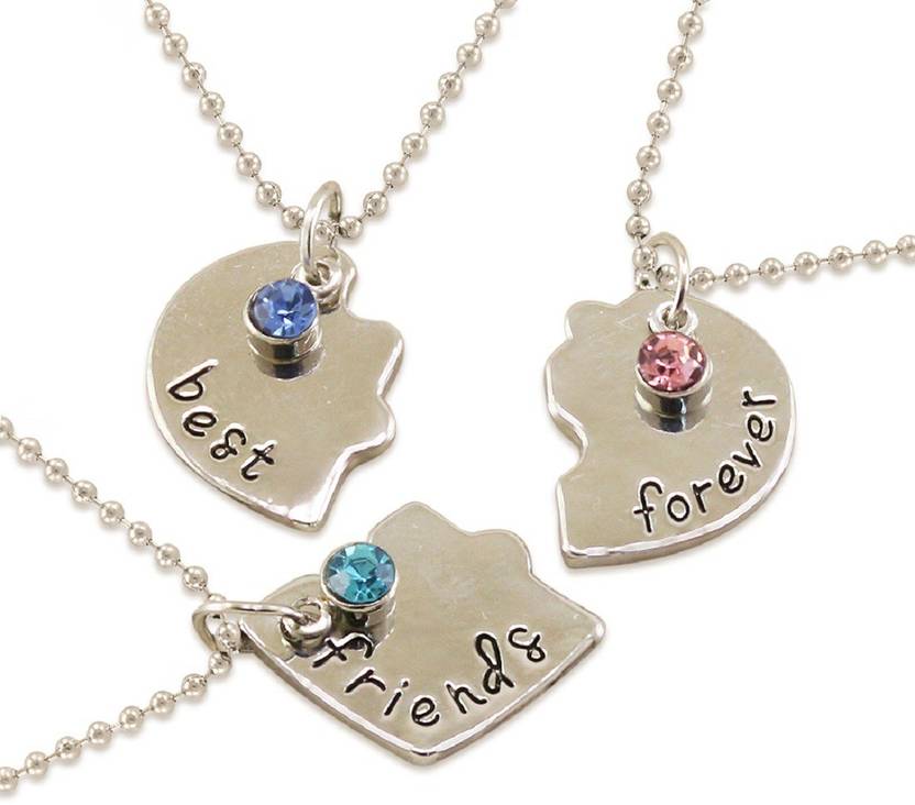 KWISH Silver Plated 3 Best Friends Forever BFF Necklace ...