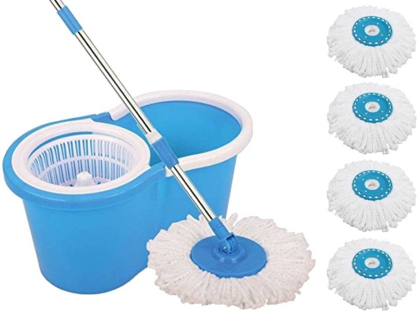 Ketsaal 360 degree Spin Mop With 5 Refills, Durable Bucket With