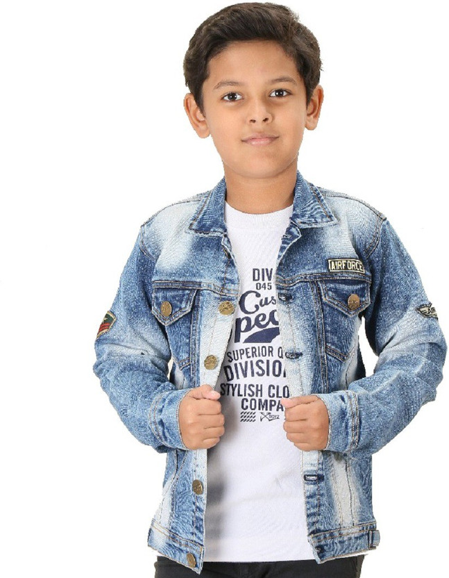 Full Sleeve Solid Boys Denim Jacket 