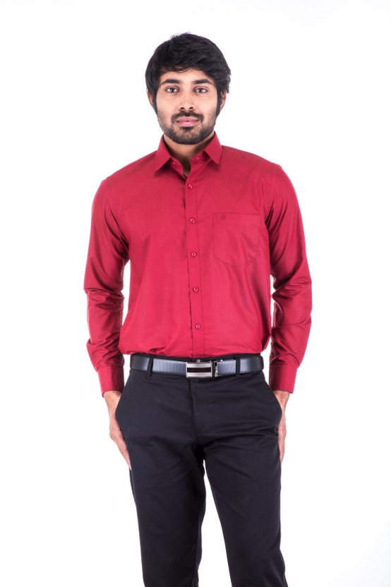 Otto Men Solid Formal Red Shirt - Buy