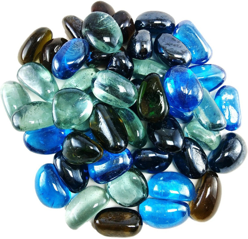 DS Creations Multi-color Kaju Glass stone/Pebble, approx 50 pieces Regular Asymmetrical Crystal Pebbles(Multicolor 50 Pieces)