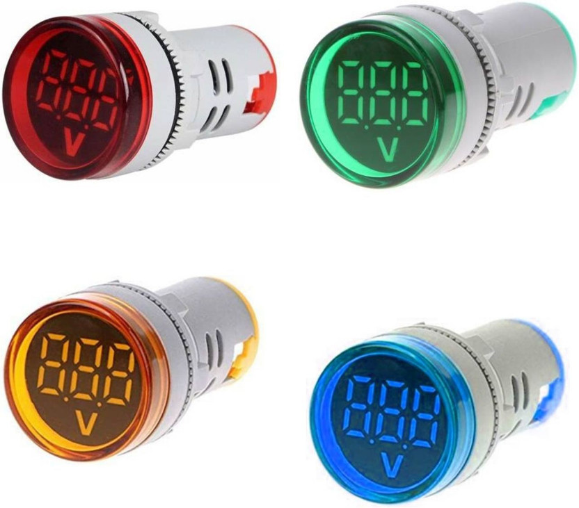 Mexico Pack of 4 Volt Meter LED Digital Display Gauge Volt Digital,Voltage Meter Indicator,Signal Lamp,Voltmeter Lights Tester Combo Measuring Range 60-500V AC, 22 mm Digital Volt meter Digital Voltage Tester