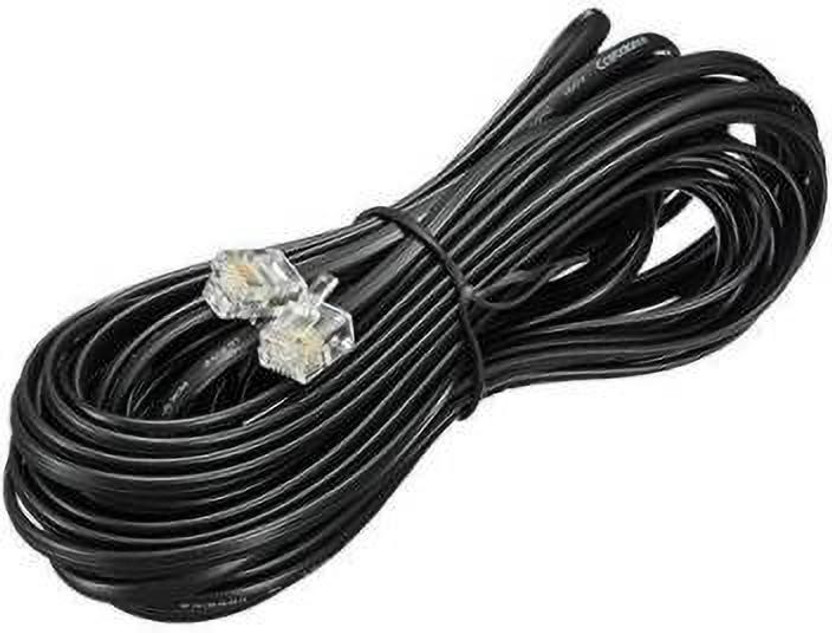 RIVER FOX Ethernet Cable 10 m 10 Meter RJ11 Telephone Modem Line Cable Wire(Compatible with Telephones, Cordless Phones, Black, One Cable)