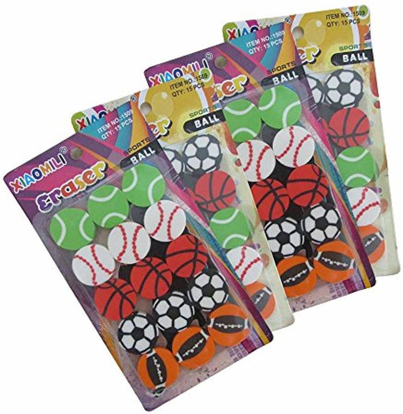 Mega Stationers Sports Ball Pencil Erasers NonToxic