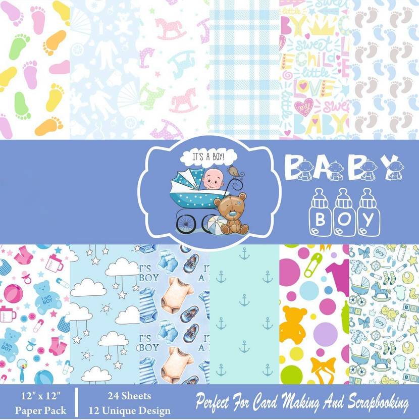 Way Beyond 12x12'' Baby Boy Themed Printed Papers/24 Sheets DIY