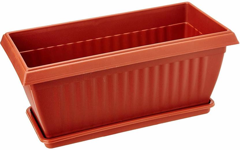 mastBus (3 Pcs) 17.5 inch Rectangle Flower Pot Planters with Trays