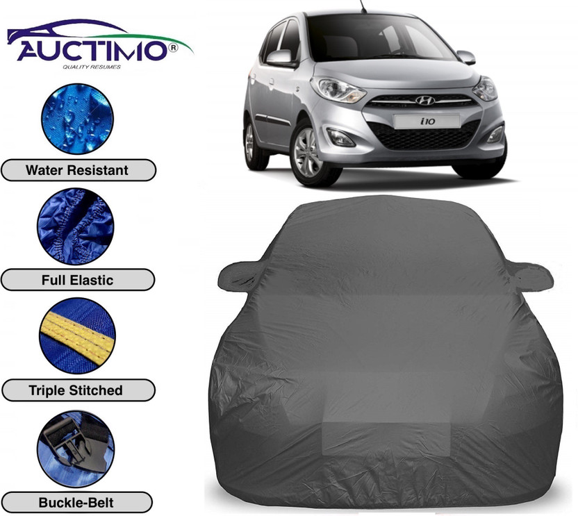 AUCTIMO Car Cover For Hyundai i10 (With Mirror Pockets)(Grey)