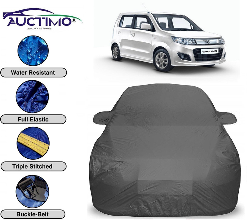 AUCTIMO Car Cover For Maruti Suzuki WagonR (With Mirror Pockets)(Grey)