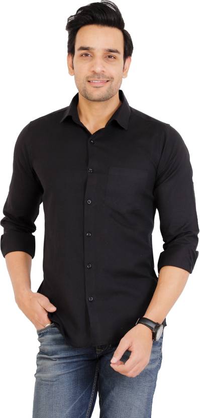 POOJA FASHION AND STYLE Men Solid Casual Black Shirt - Buy POOJA FASHION  AND STYLE Men Solid Casual Black Shirt Online at Best Prices in India |  