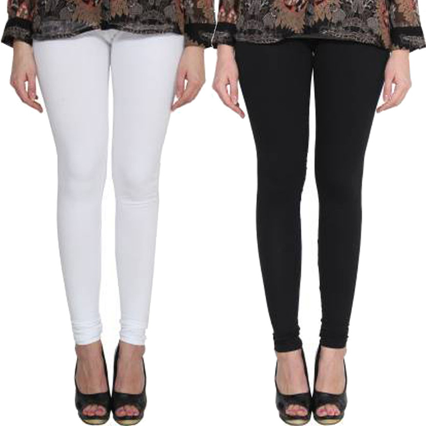 Clarita Churidar  Ethnic Wear Legging(White, Black, Solid)