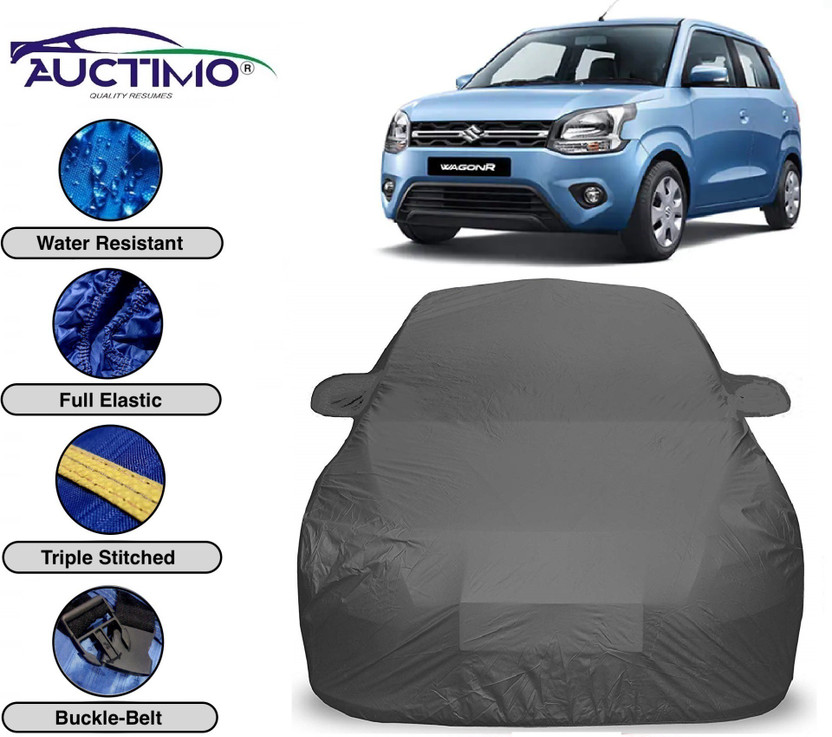 AUCTIMO Car Cover For Maruti Suzuki WagonR (With Mirror Pockets)(Grey)