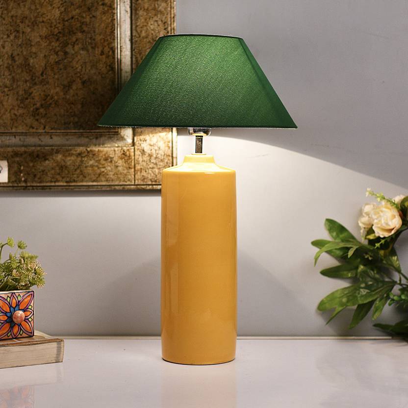 Flipkart Perfect Homes "Ceramic Tube Base Shaped Base Yellow Table Lamp