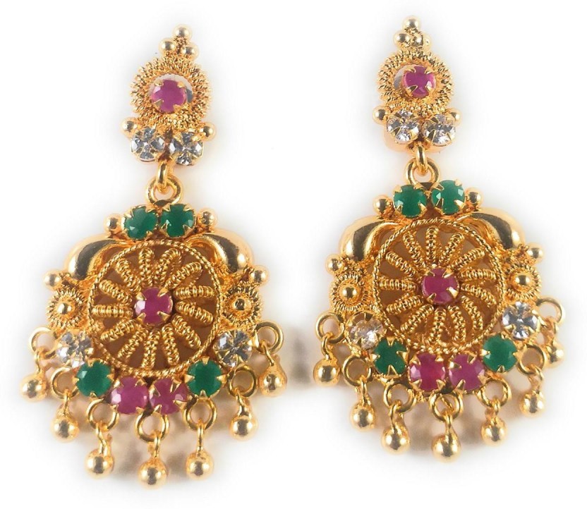 one gram gold ruby earrings