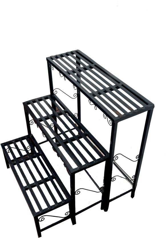 MAGIC METALS Indoor/Outdoor Wrought Iron 3 step Pot Stand, Flower Pot
