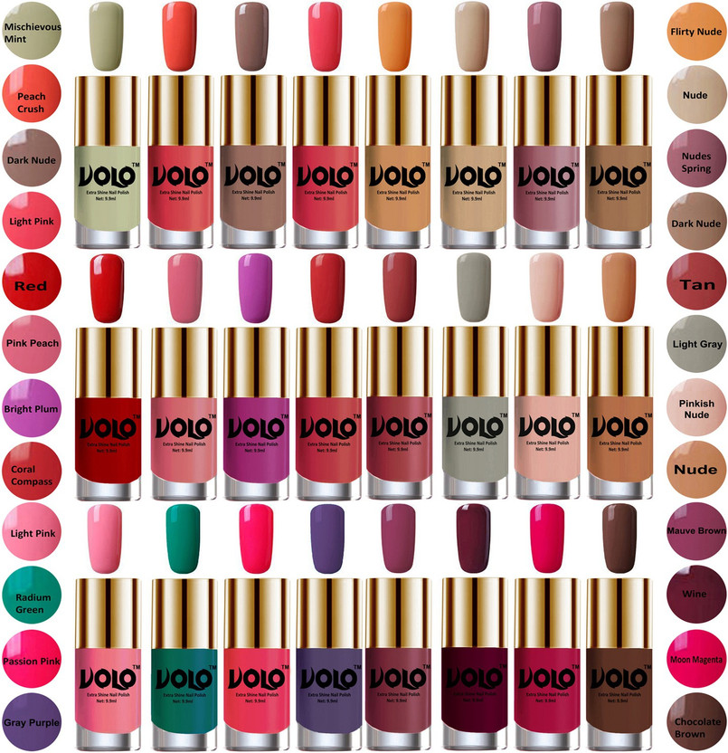 Volo Wholesale Deal Long Lasting Premium Nail Polish Combo No-21 Mischievous Mint(Pack of 24)