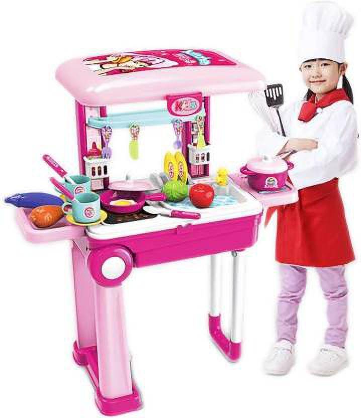 riaan khilona Little Chef Kitchen Set Role Play Toy (Suitcase Trolley