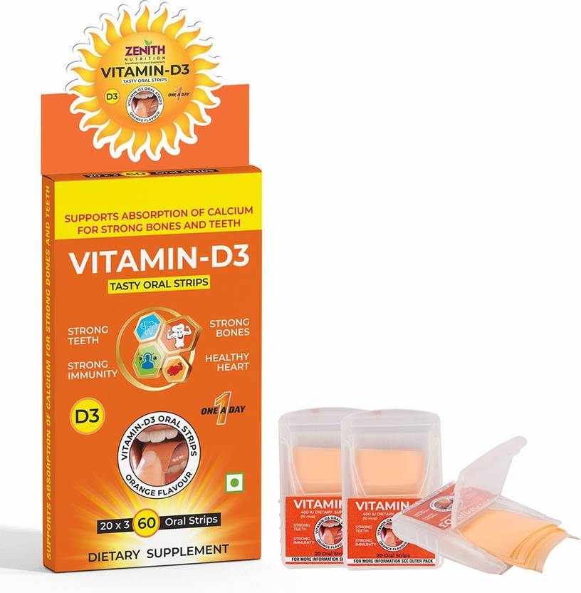 Zenith Nutrition Vitamin D3 400 I.U. Tasty Oral Strips One A Day