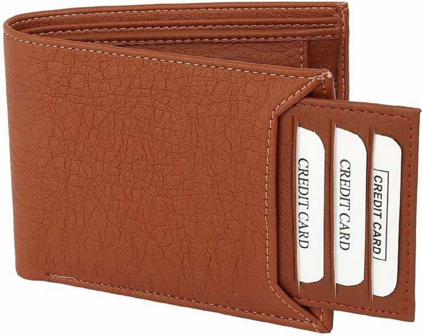 RFID Boys Tan Artificial Leather Wallet(6 Card Slots)