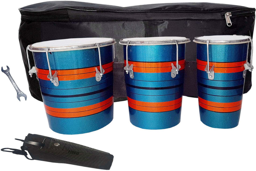 GT manufacturers Blue red 3 set Bongo With Full tool kit Wooden Bongo(20 cm, 16 cm, 12 cm)
