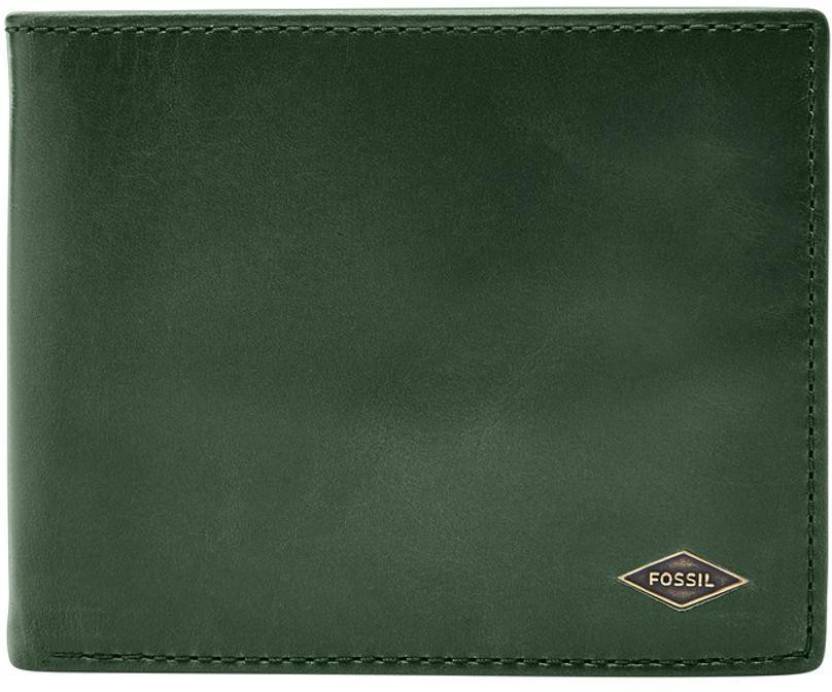 FOSSIL Men Green Genuine Leather Wallet Green - Price in India |  