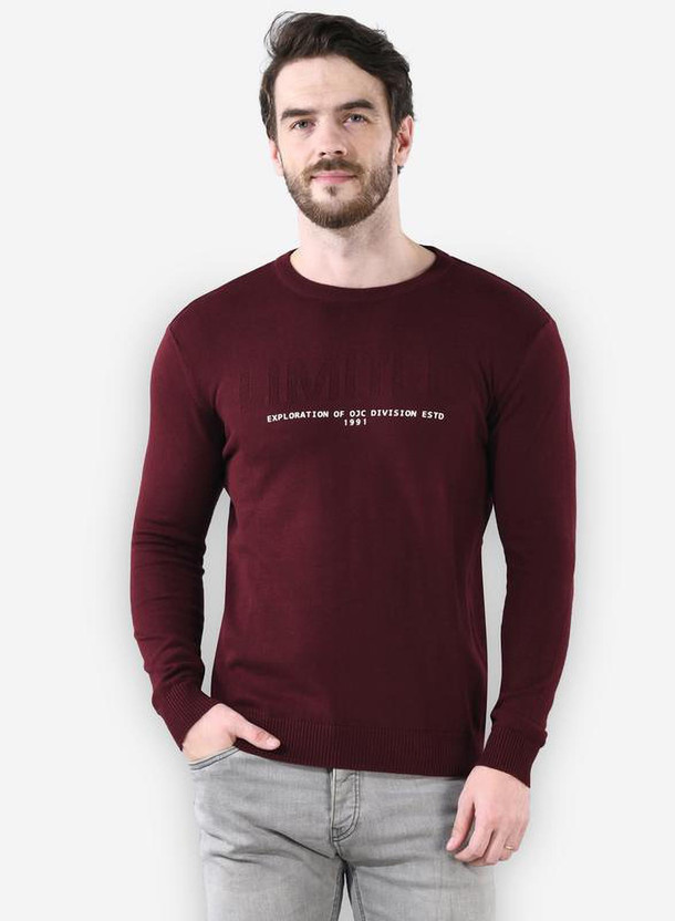 Octave Solid Round Neck Casual Men 