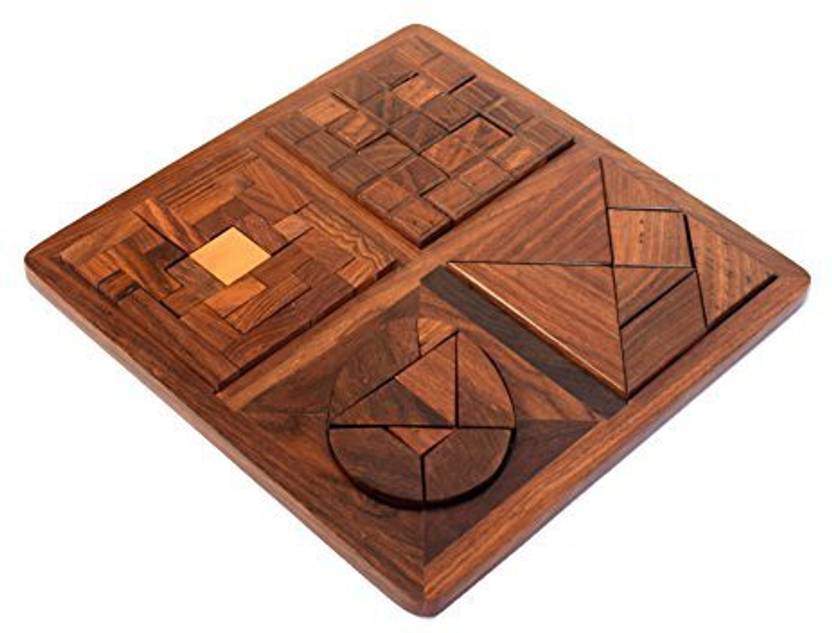 Wigano Wooden Puzzle Games Set of Four Wooden Puzzle Games Set of