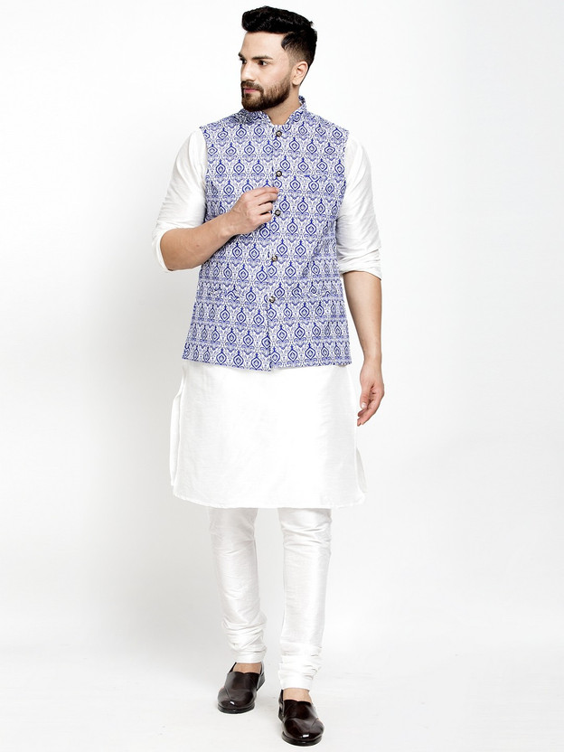 Men Kurta, Waistcoat and Pyjama Set 