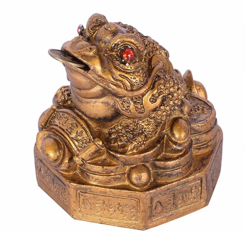 Vastu/Feng Shui Frog On Coin On His Mouth For Wealth And Good Luck 4 cm