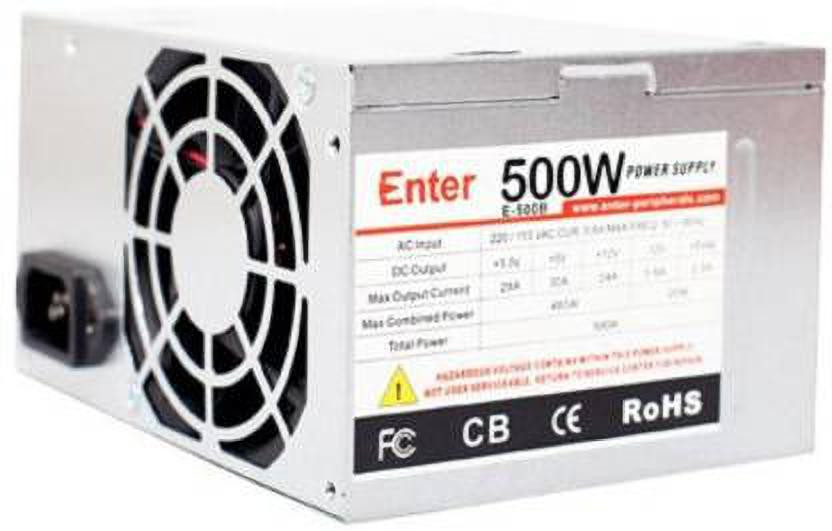 Enter e-500f 500 Watts Computer PSU with 4 SATA Cables(Silver)