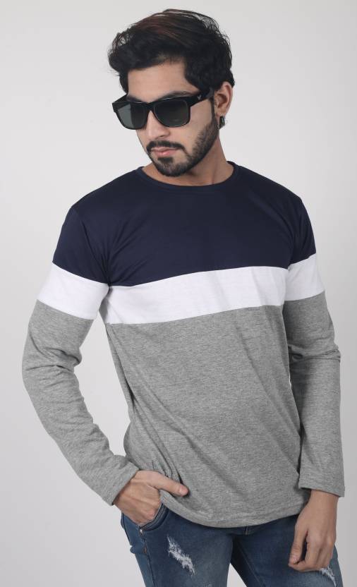 Amore la ropa Color Block Men Round Neck White, Blue, Grey T-Shirt - Buy  Amore la ropa Color Block Men Round Neck White, Blue, Grey T-Shirt Online  at Best Prices in India |